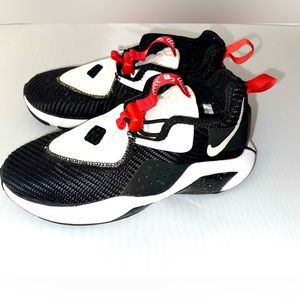 Nike Lebron Soldier XIV-Size 3.5 Youth- Boys/Color- Black & White w/red details